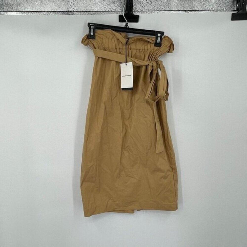 Who What Wear Womens Skirt XS High Waist Tie Paperbag Lightweight Casual Brown